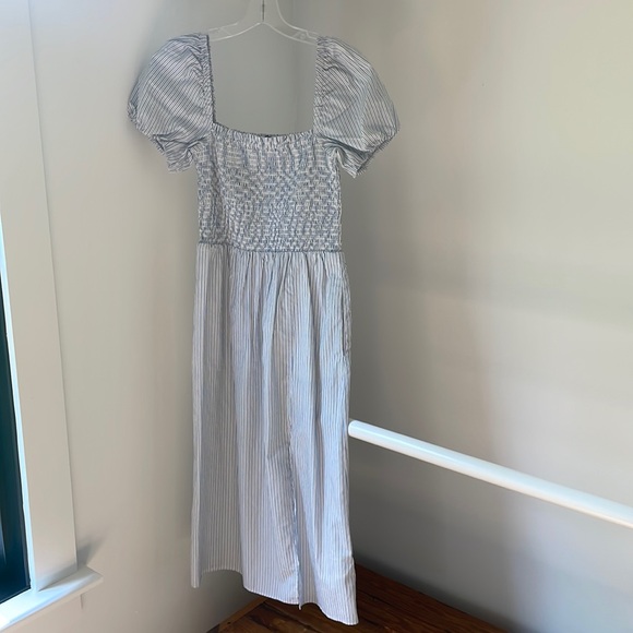 J. Crew Dresses & Skirts - J.CREW Size XS Blue & White Striped Smocked Midi Dress